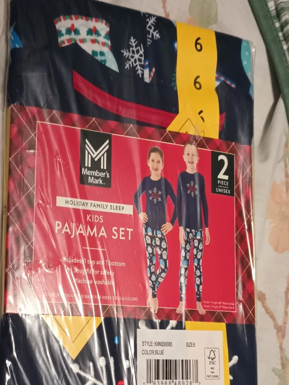 NEW Member's Mark Kids Holiday Pajama Sets Blue 6